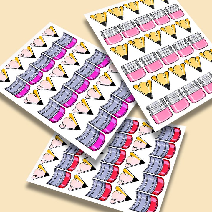 IRON ON Patches - TINY Designs 4cm image width in A4 sheet vol.1