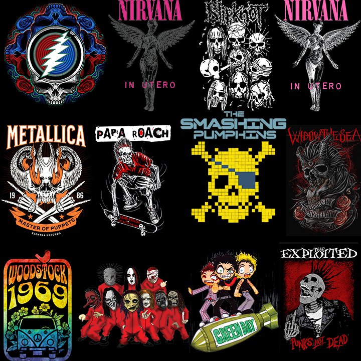 ASSORTED ROCK BAND Designs vol.5 A3 size Halftone Prints