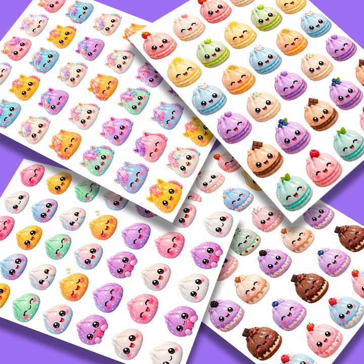 IRON ON PATCHES - TINY DIMSUM DESIGNS 4CM IMAGE WIDTH IN A4 SHEET VOL.3